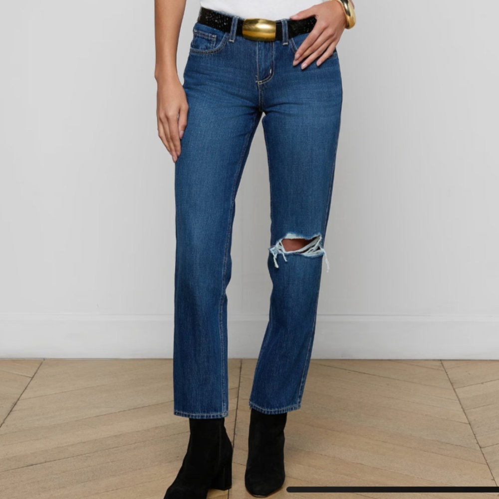 L'AGENCE Blue Straight Leg Jeans size 27 distressed blue jeans boyfriend nevia